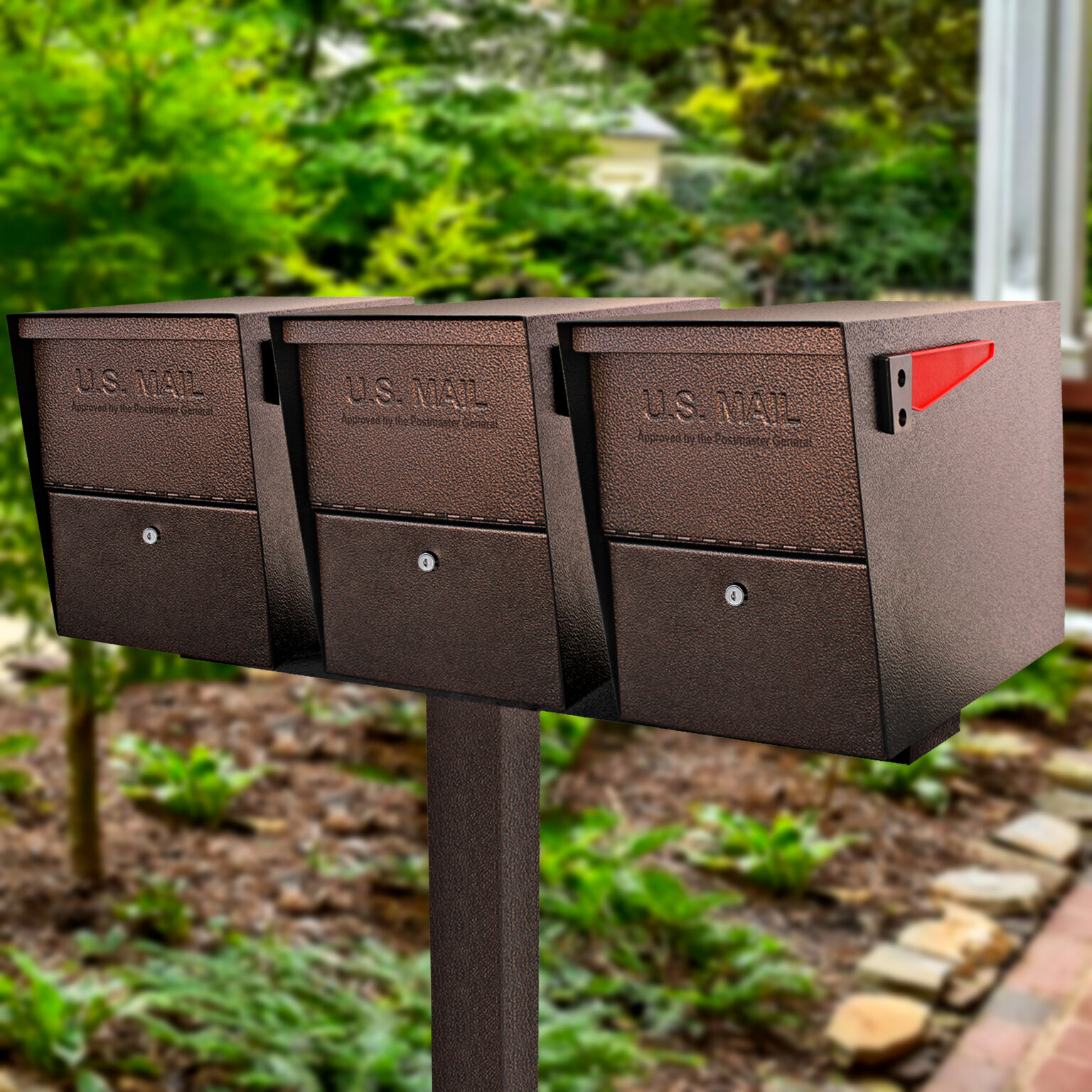 Complete Triple Mount Cluster Mailbox Kit Mailboss