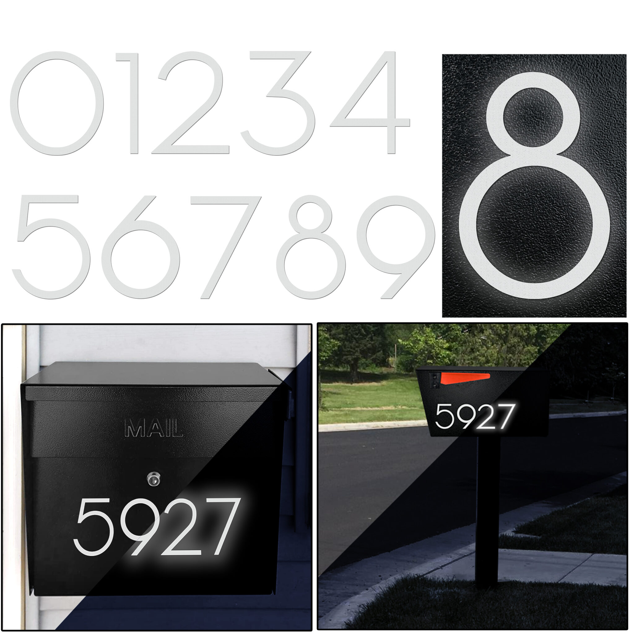Designer Reflective House Numbers for Mailbox Mailboss